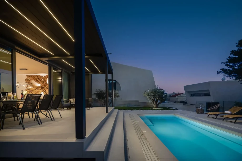 Night vision on the outdoor and front area of the Luxury Villa Happiness with private heated pool near Zadar